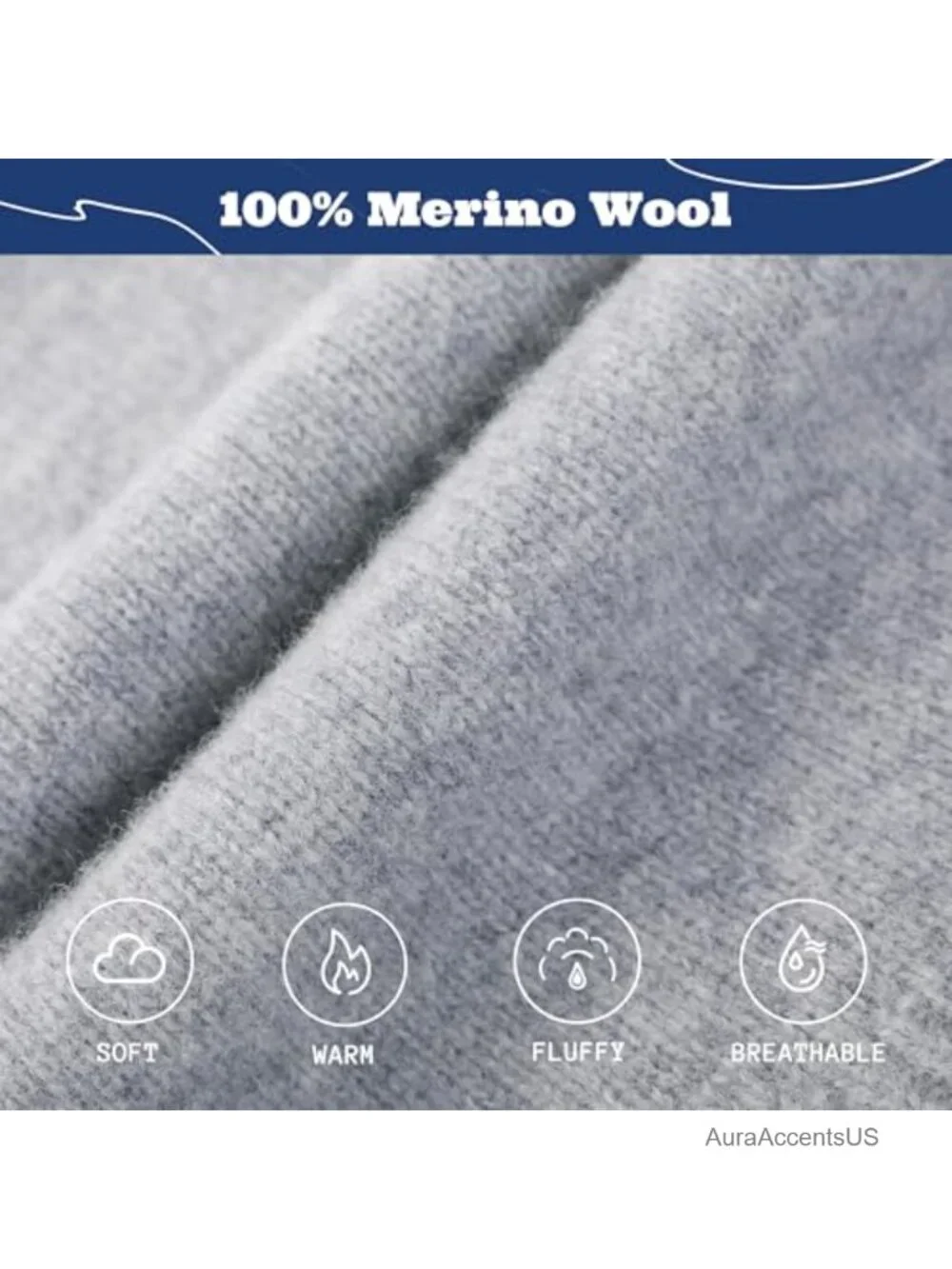 100% Merino Wool Balaclava Winter Knit Hooded Scarf Men Women